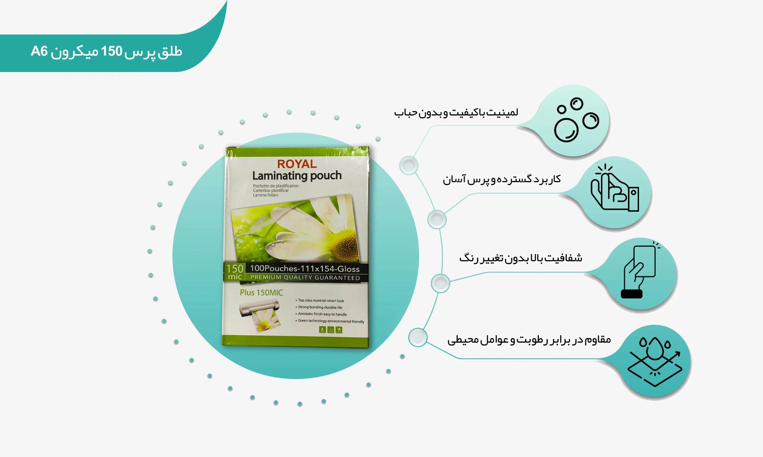 ویژگی‌های طلق پرس ۱۵۰ میکرون  A6 (shalchianco.com)